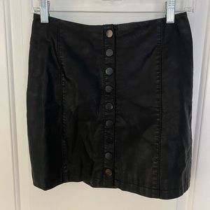 Free People black faux leather button up skirt